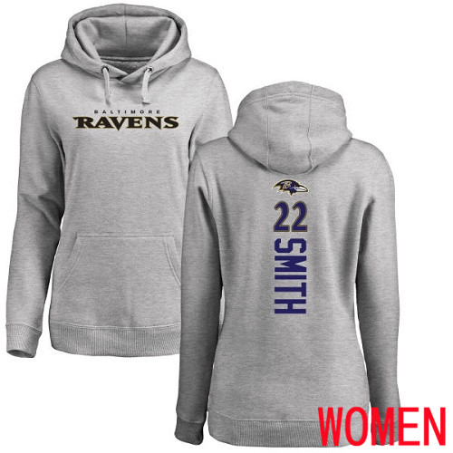 Baltimore Ravens Ash Women Jimmy Smith Backer NFL Football #22 Pullover Hoodie Sweatshirt->women nfl jersey->Women Jersey